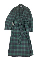 Pendleton Men's Plaid 100 Wool Robe L Classic Blue Green Tartan Loungewear