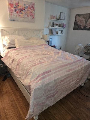 Used Pink and White Ombre Pottery Barn Kids Kayla Full Queen Duvet Cover Set 3pc