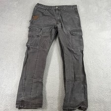 Wrangler Riggs Workwear Cargo Pant Mens 36X32" Black Ripstop Carpenter tag36x34