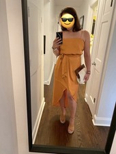EXPRESS Orange Size Medium- Spaghetti Strap Ruffle Hi Lo Long Maxi Dress