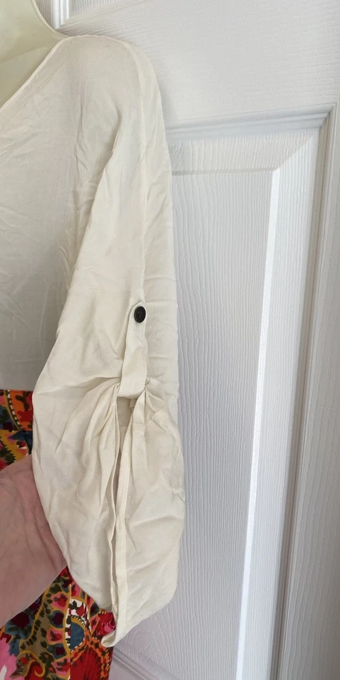 Vestido Floral EDME & ESYLLTE Anthropologie Easy As Pie Crema y Pana Talla 4 Foto 3 de 4