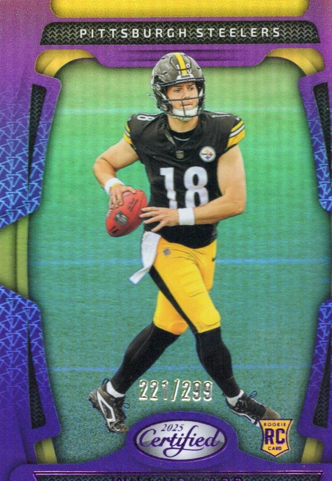 Will Howard 2025 Panini Certified Football #104 Mirror Purple /299 Steelers (RC)