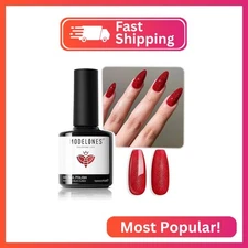 modelones Red Gel Nail Polish Glitter Red Gel Polish Soak Off UV LED Lamp Gel Po