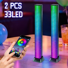 2X 4D Sound Music Light Voice Activated Pickup Rhythm RGB LED Strip Car Bar Lamp