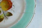 4 Vintage Scalloped Edge Porcelain Salad Plate fruit design Orange Purple Blue — photo 2