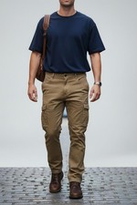 Mens Stretch Cargo Trousers Work Wear Utility Combat Cargo 7 Pocket Full Pants