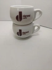 2 Danesi Caffe’ White Porcelain Cappuccino/Latte Coffee Cups NO SAUCERS