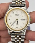 Vintage Seiko 5Y23-7089  White Two Tone Daydate Round  Read Description! #8.12