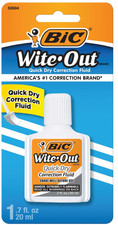 Wite-Out Quick Dry Correction Fluid, 20Ml, White, Goes on Easy with a Reduced Dr