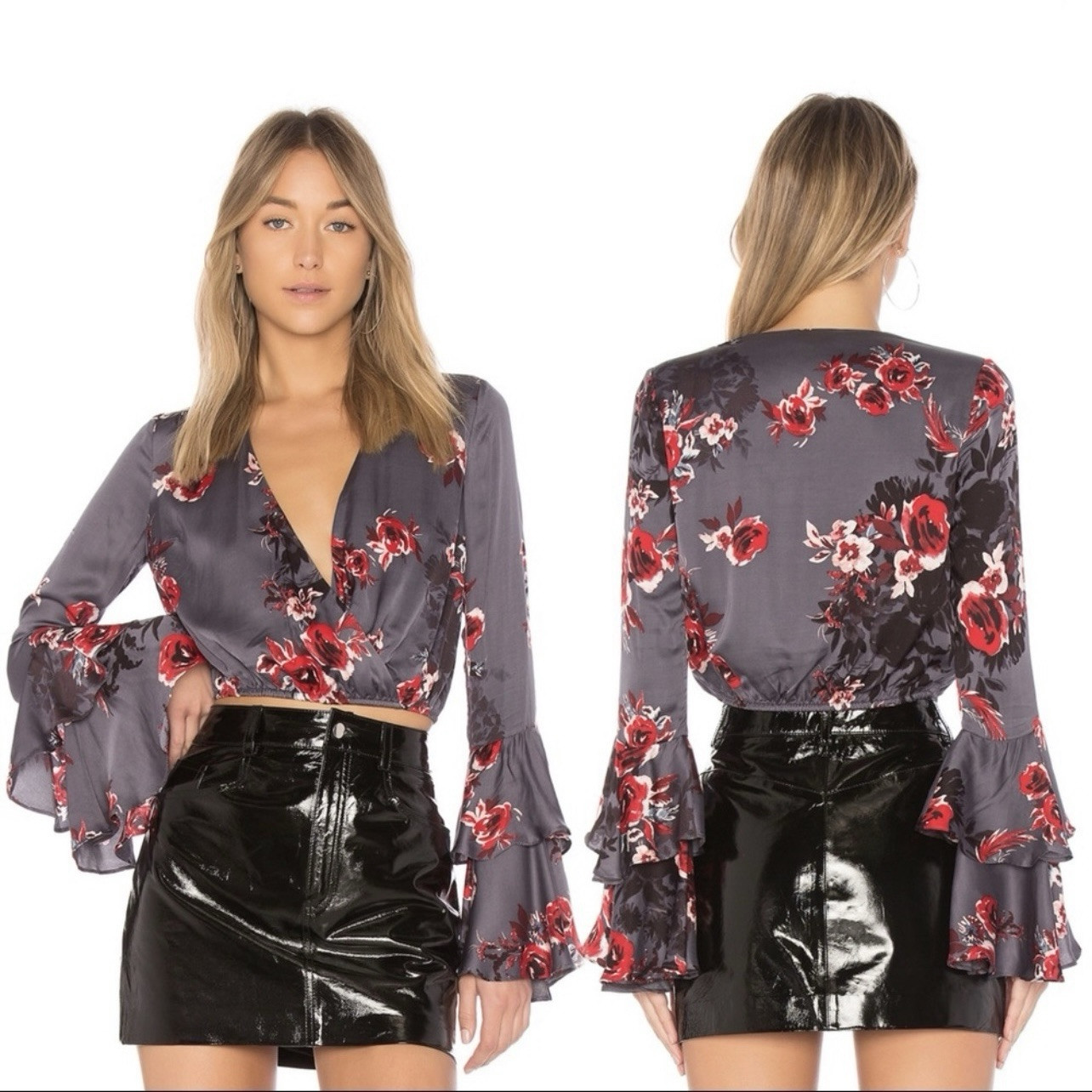 NWT Lovers + Friends Candela Floral Wrap Crop Top Size S
