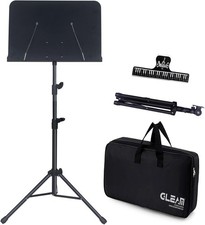 GLEAM Sheet Music Stand Lightweight with Carrying Bag - Iron Panel, Black