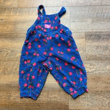 VINTAGE VESTBAK 18 mo. OshKosh B'gosh PINK ROSES FLOWERS Blue Corduroy Overalls