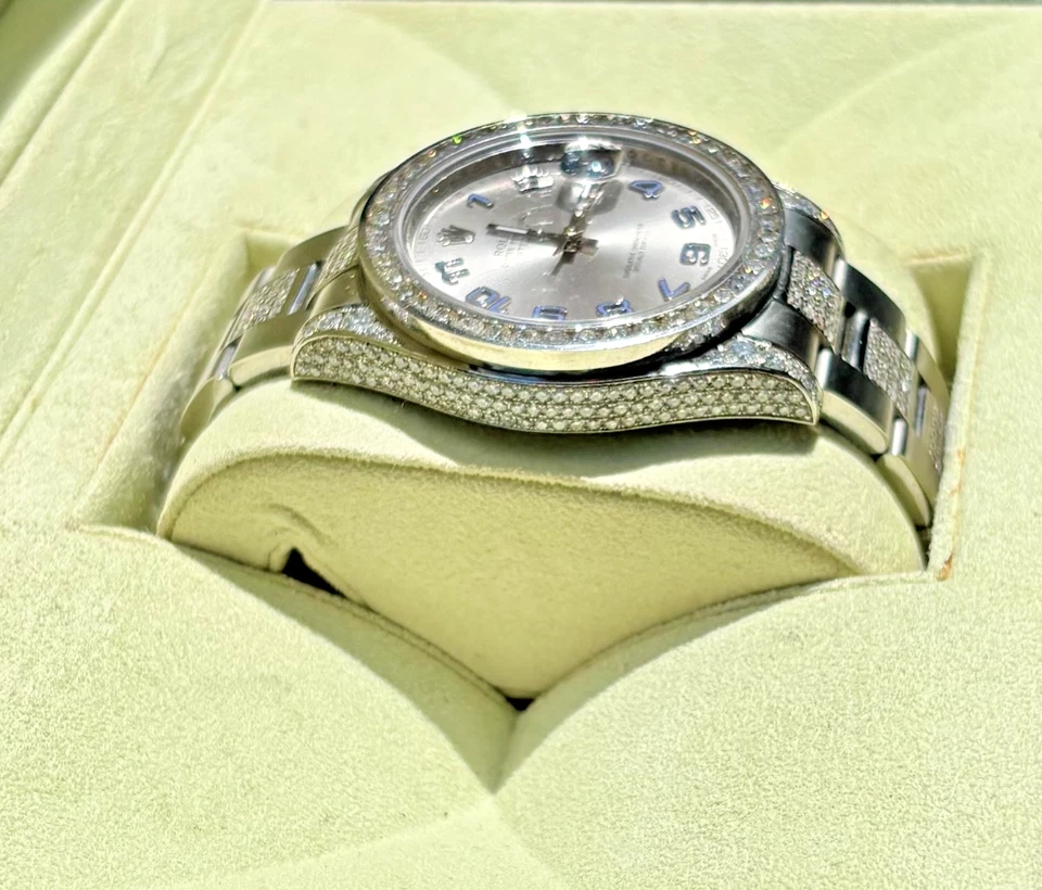 Rolex Date Just II 41Mm S. Steel Full Custom 12.5 ct Rnd Full Cut Diamond Set - Image 2 of 4