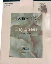 Fashion Bug Day Sheer Pantyhose Plus 3x-4x White Day Sheer Sandalfoot 1 Pair Vtg