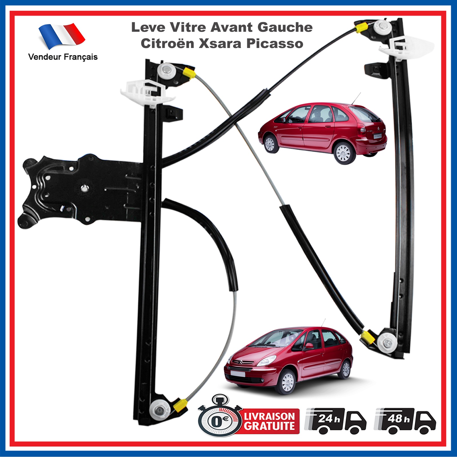 Lève-vitre avant gauche Xsara Picasso mécanisme fluide et silencieux conducteur