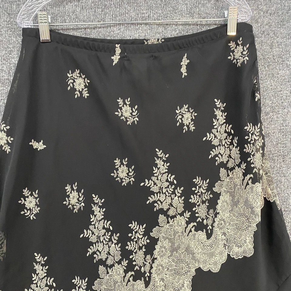 Falda Notations Mujer XL Negra Floral Artística Fluida Larga Cottagecore Hada Grunge Foto 4 de 4