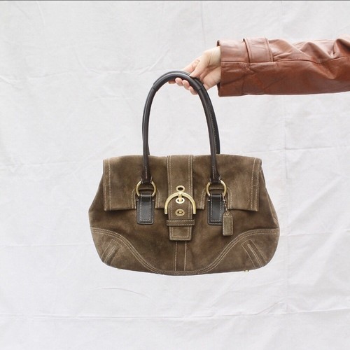 brown suede coach bag