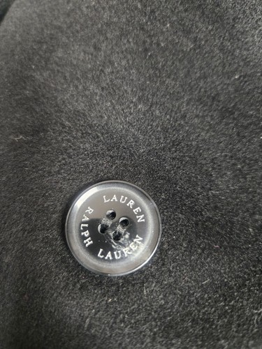 *Lauren Ralph Lauren Damen 14 Schwarz Wollmischung Mantel Lederbesatz Gürtel Neu - Bild 8 von 10