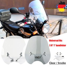 Universal 7/8 & 1'' Motorrad Runde Windschutzscheibe Windschild Für Honda Yamaha