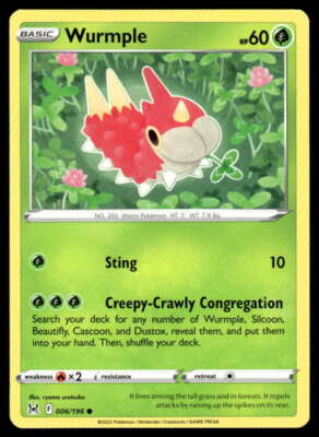 SWSH11: Lost Origin #006/196 Wurmple NM-MT ID: 37943