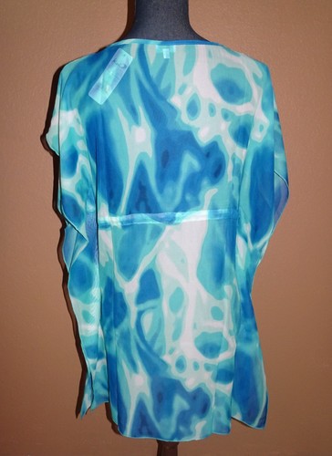 Kai Clothing Ozeanblau Weiß Schwimmen Überziehen Kordelzug Transparent Top Größe XS/S Neu mit Etikett - Bild 3 von 5