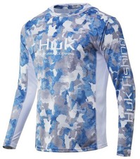Huk Performance Fishing Men's Icon X Refraction Camo Hoodie - Ice Boat Blue