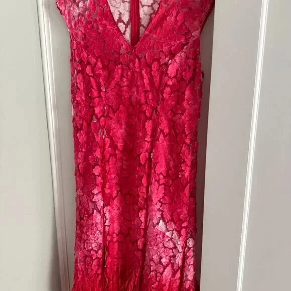 Nuevo con etiquetas Vestido Elie Tahari Moriah Rosa Floral Con Dobladillo Feathere y Apliques Talla 10 Foto 3 de 4