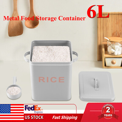 Metal Food Storage Container 6L for Rice Flour Sugar Pet Food Cereal Container