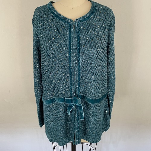 NWT QVC Artistica Teal Sequin Ribbon 