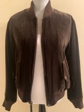 VINCE VELVET INSULATED WOMAN'S BOMBER JACKET SIZE MEDIUM IN SDL/ BROWN