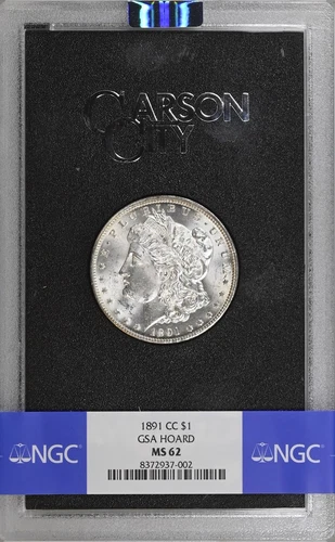 1891-CC GSA NGC MS62 with Box + COA Morgan Silver Dollar 8372937-002