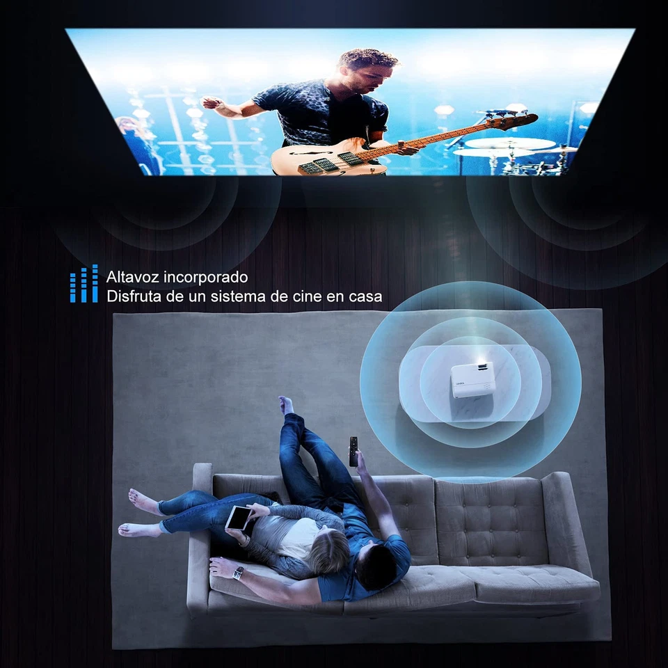 WiFi Video Projector 1080P Full HD and 300" Supported, 8000L Portable Wireless - Image 3 of 4