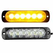 6W 6 LED Side Strobe Warning Lights Truck 4WD Automotive Amber Hazard DC 12V 24V