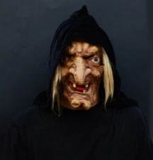 Halloween Witch Mask Scary Latex Old Lady Snow White Costume Mask with Hair
