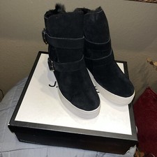 J slides Black Suede Wells Shoes Bootie Sz 8M NIB