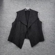 Varma Cardigan Womens L Large Black Icelandic Pure Wool Sleeveless Open Sweater