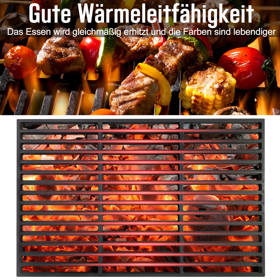 Grillrost Gußeisen Gussrost Grillgitter Rechteck Emailliert Grillaufsatz Eckig - Bild 4 von 4