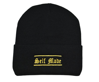 Self Made Black Cuffed Knit Watch Cap Winter Hat Beanie by KB ETHOS