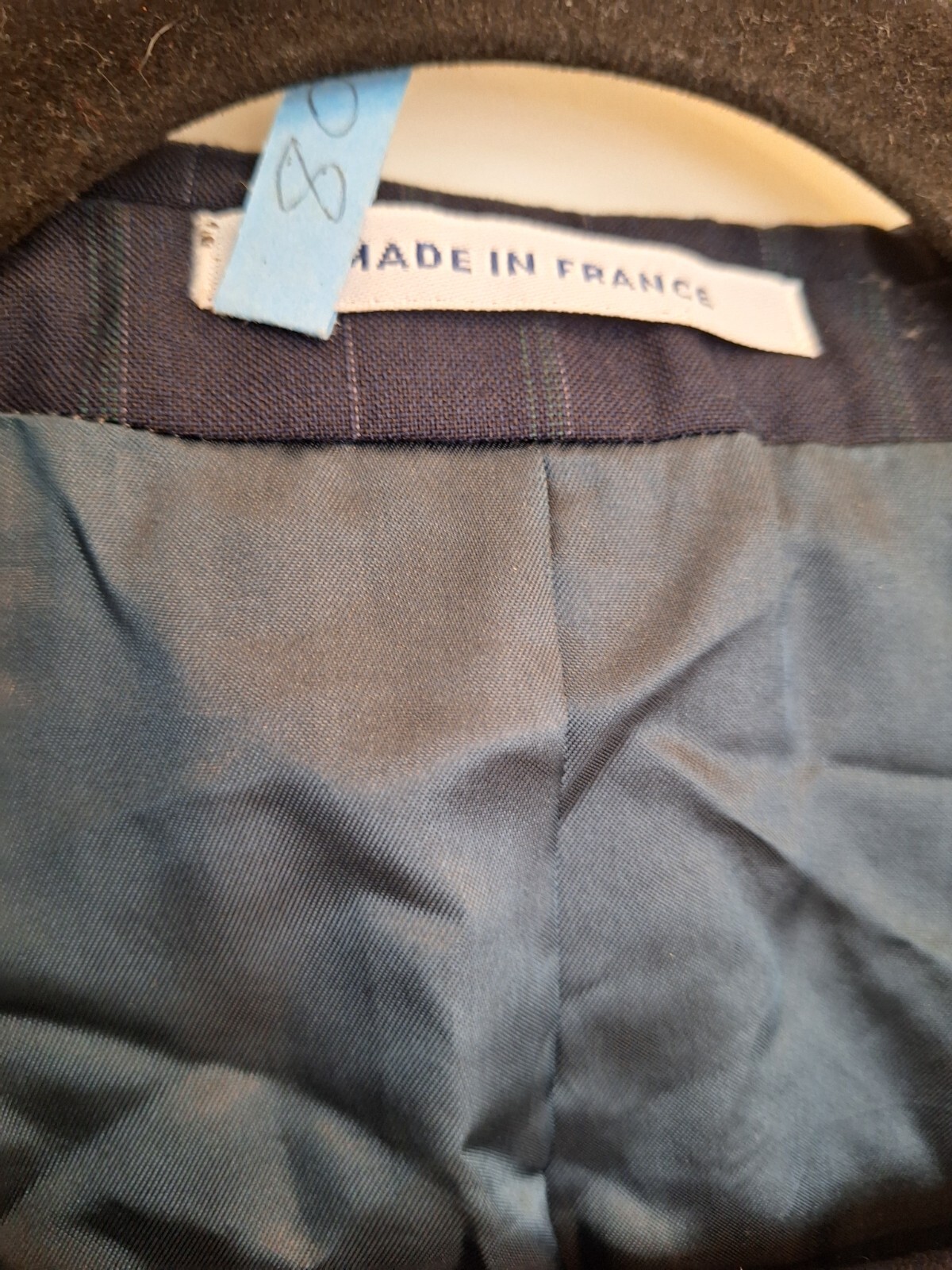 Abito vintage da uomo Yves Saint Laurent YSL lana blu verde a righe made in France