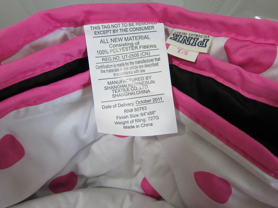 Новый Victoria Secret розовый я люблю ❤ поздно ночью горошек двусторонний одеяло TWIN - Изображение 2 из 3