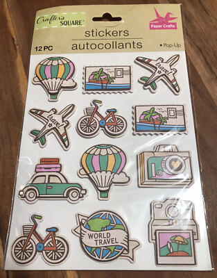 Crafters Square World Travel Adventures Puffy 3D Stickers 12 Piece  NEW 