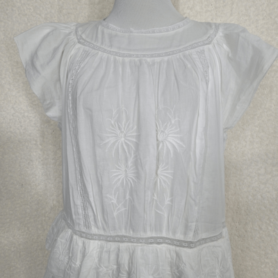 Banana Republic White Selene Embroidered Tiered Midi Dress Small | eBay