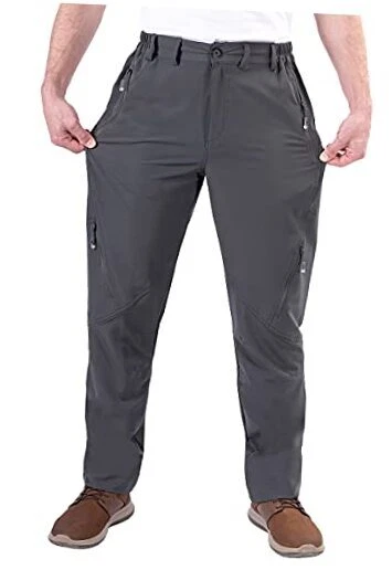 Mens Hiking Quick Dry Lightweight Waterproof Fishing Pants 34W x 34L Dark Gray