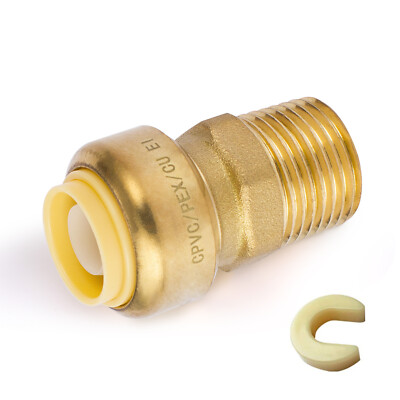 EFIELD (2 to 100 Packs) 3/4''Push Fit ×3/4''Male Adapter Brass Fitting Lead Free