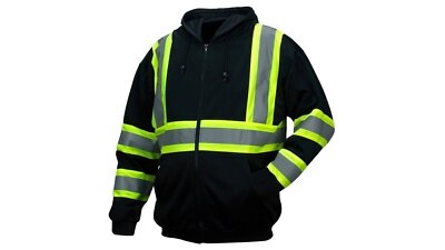 Pyramex Safety RSZH34 Series Enhanced Visibility Black Sweatshirt ANSI Type 0...