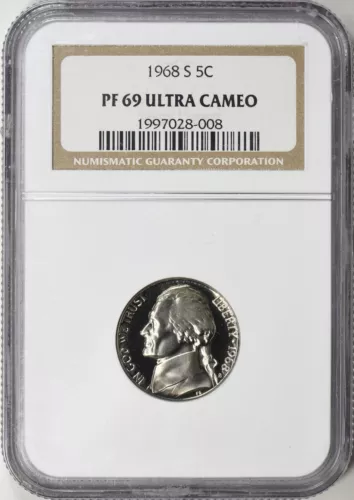 "QUICK SALE" REDUCED $10.00 1968-S JEFFERSON NICKEL NGC PR69DCAM "GEM" MB 5159