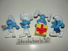 Smurfs Movie 4 McDonalds PVC Figure Lot 2011 Jokey Gutsy Chef Grouchy Happy Meal