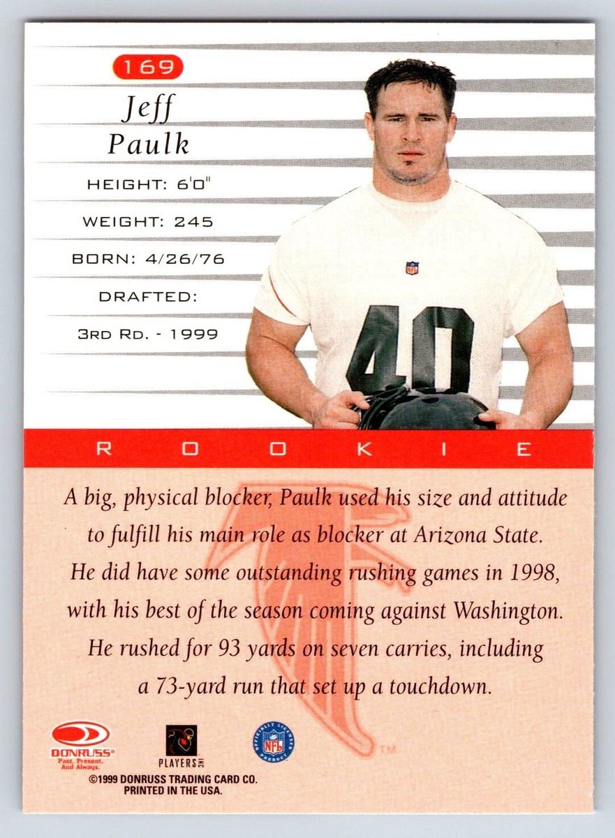 Jeff Paulk Atlanta Falcons 1999 Donruss #169 Rookie 18719 | eBay