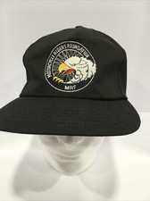 Motorcycle Riders Foundation Leather Strap Black Hat Vintage Cap Made In USA