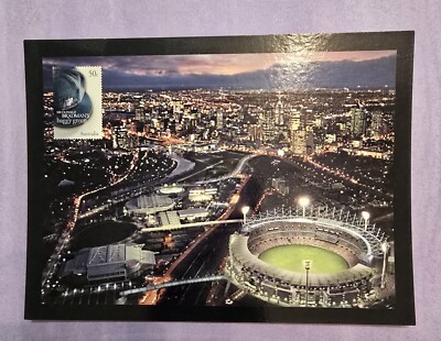 Melbourne Cricket Ground Victoria Postcard Prepaid Postage 50c Baggy Green Stamp
